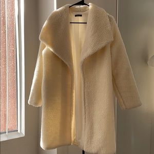 NEW! Boohoo Faux Shearling Fur Coat Cream - OS
